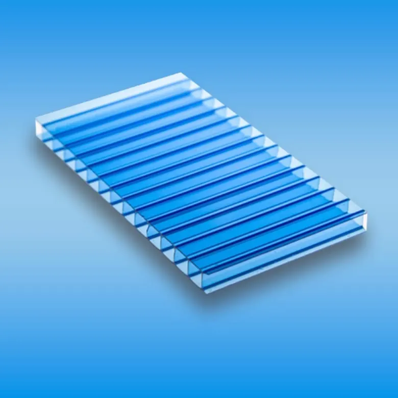 Chapa de policarbonato alveolar azul, 2.100 × 6.000 mm, 4 mm de espessura