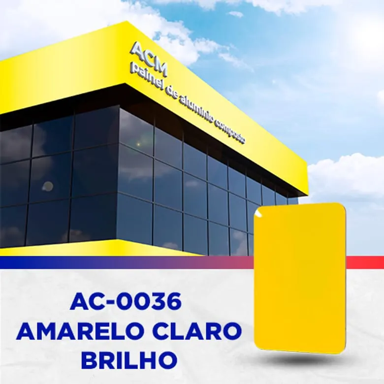 Painel ACM Amarelo claro brilho, 1.220 × 5.000 mm, 3 mm