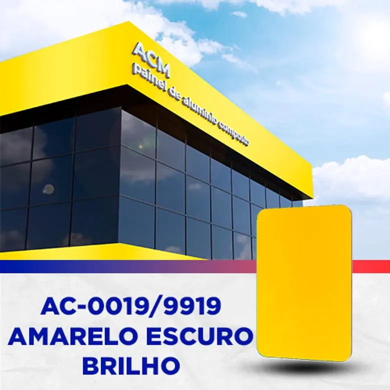 Painel ACM Amarelo escuro brilho, 1.220 × 5.000 mm, 3 mm