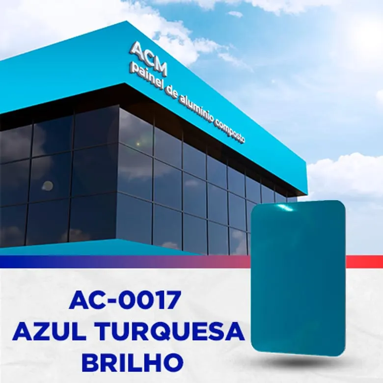 Painel ACM Azul turquesa brilho, 1.220 × 5.000 mm, 3 mm