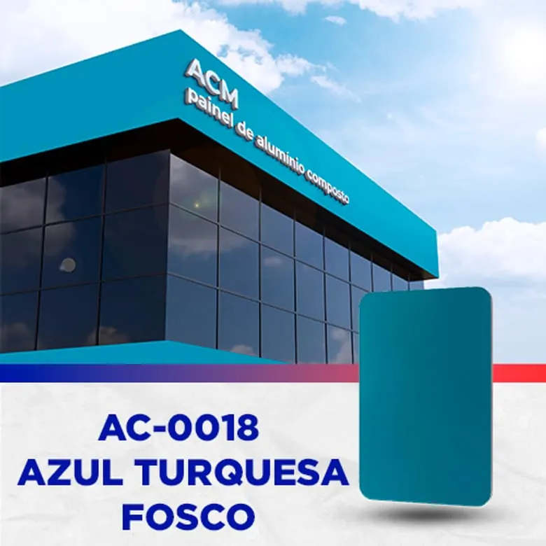 Painel ACM Azul turquesa fosco, 1.220 × 5.000 mm, 3 mm