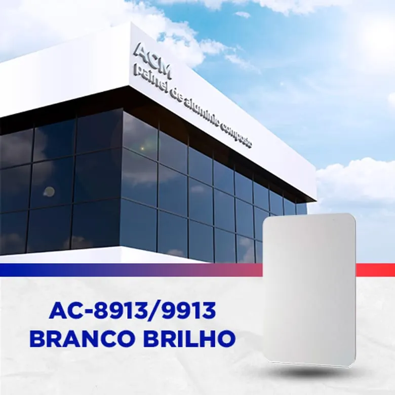 Painel ACM Branco brilho, 1.220 × 5.000 mm, 3 mm
