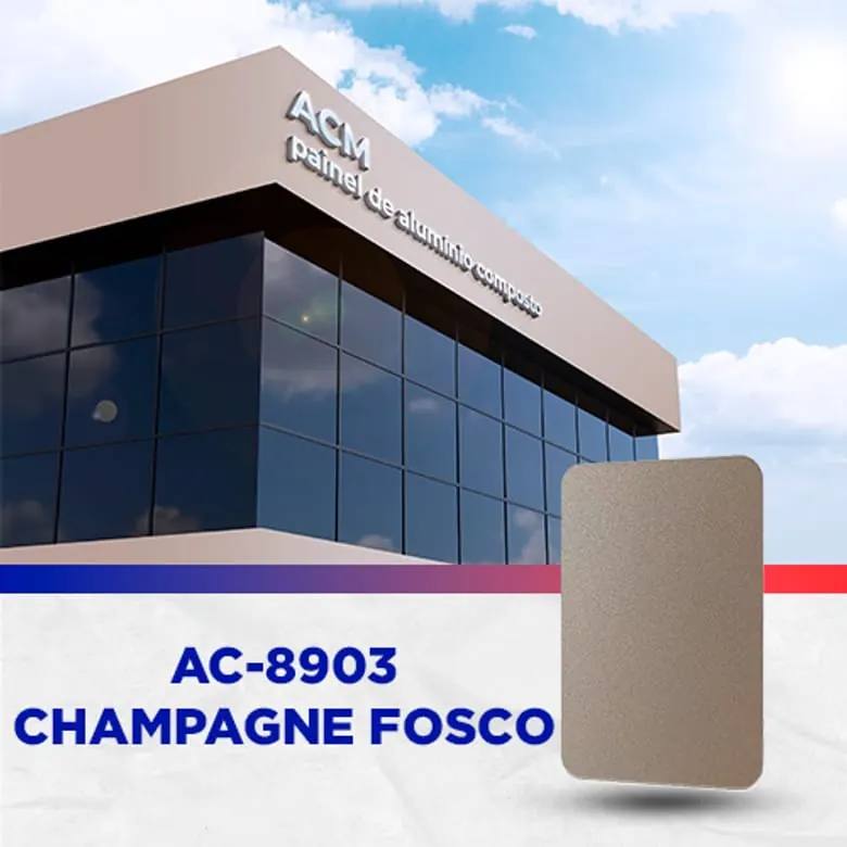Painel ACM Champagne fosco, 1.220 × 5.000 mm, 3 mm