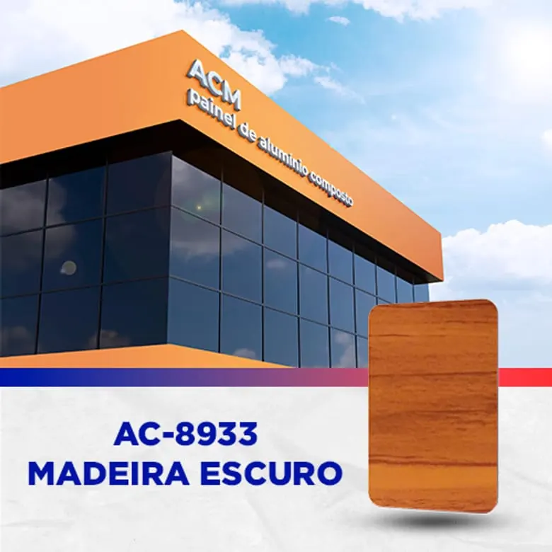 Painel ACM Dark Wood (Madeira escuro), 1.220 × 5.000 mm, 3 mm