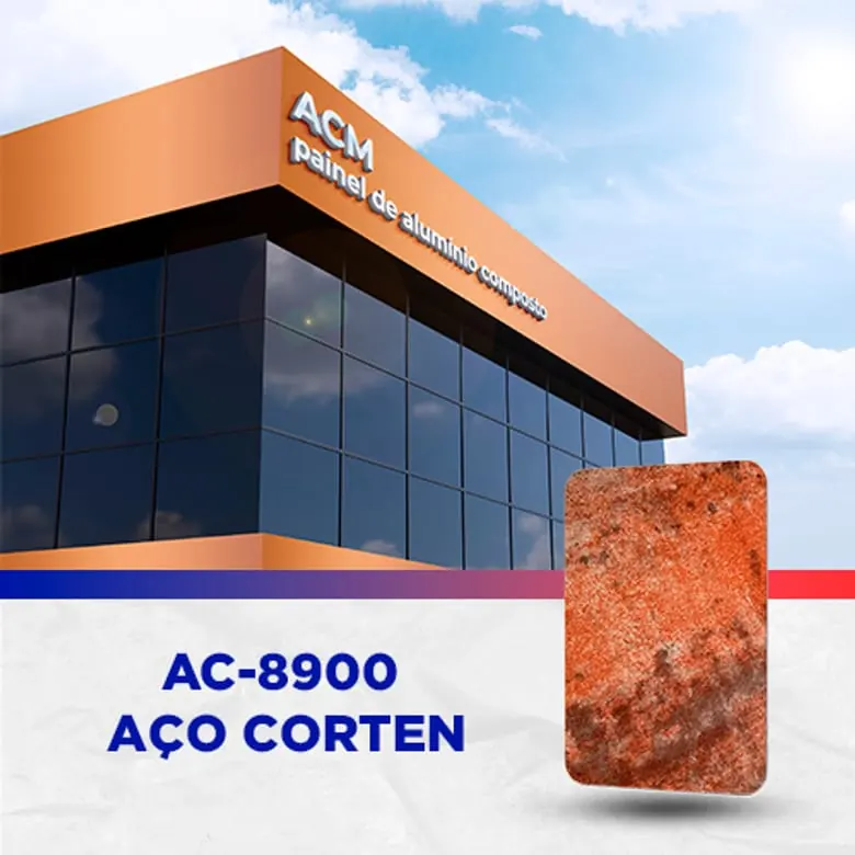 Painel ACM Iron Rust (Aço corten), 1.220 × 5.000 mm, 3 mm