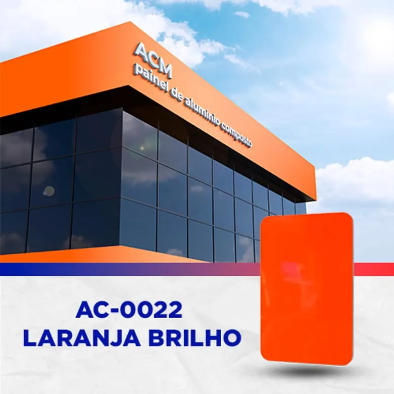 Painel ACM Laranja brilho, 1.220 × 5.000 mm, 3 mm