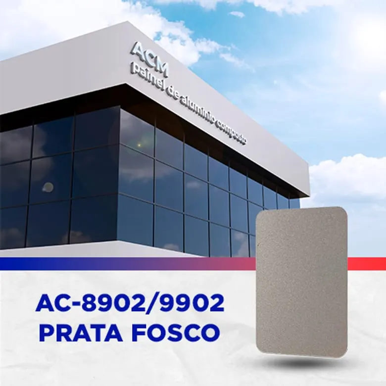 Painel ACM Prata fosco, 1.220 × 5.000 mm, 3 mm