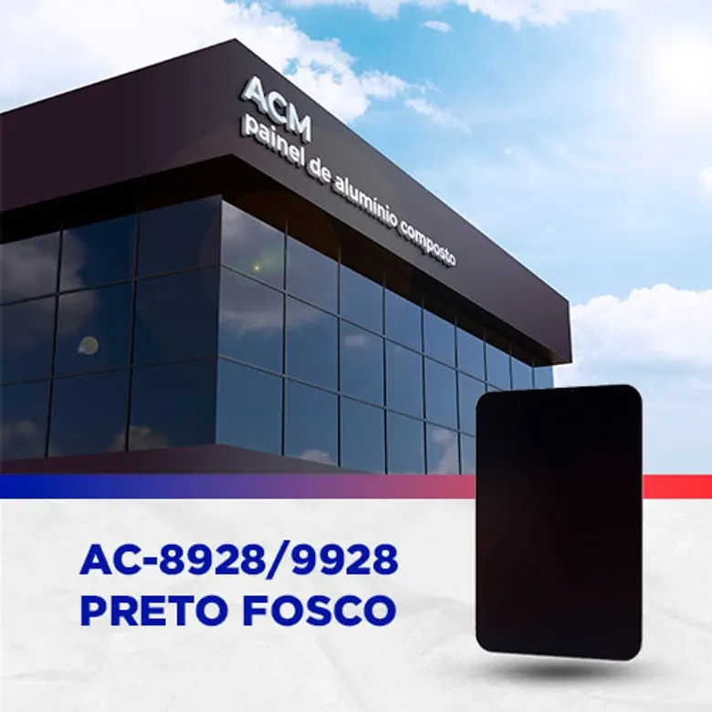 Painel ACM Preto fosco, 1.500 × 5.000 mm, 3 mm