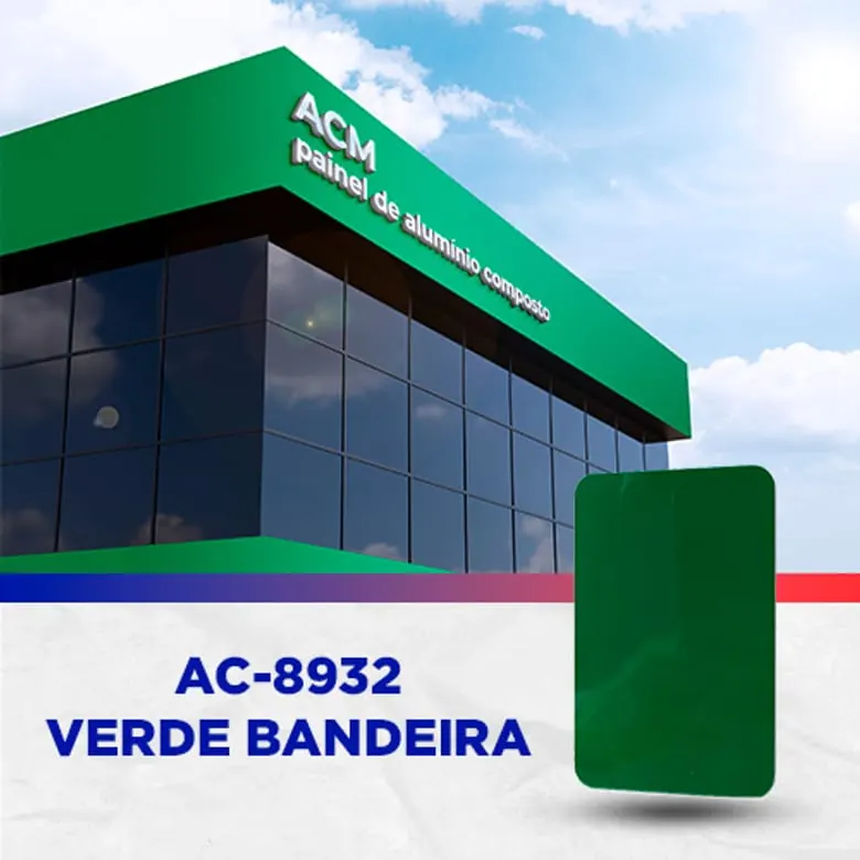 Painel ACM Verde bandeira brilho, 1.220 × 5.000 mm, 3 mm