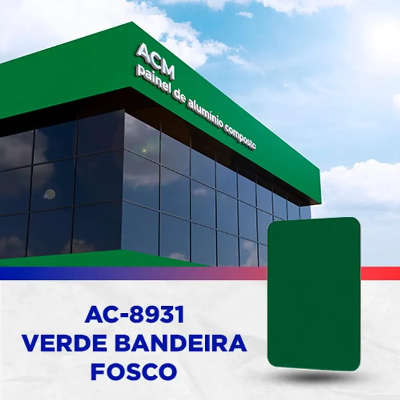 Painel ACM Verde bandeira fosco, 1.220 × 5.000 mm, 3 mm