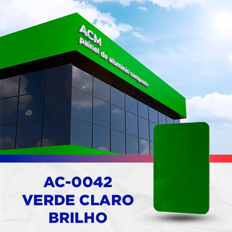 Painel ACM Verde claro brilho, 1.220 × 5.000 mm, 3 mm