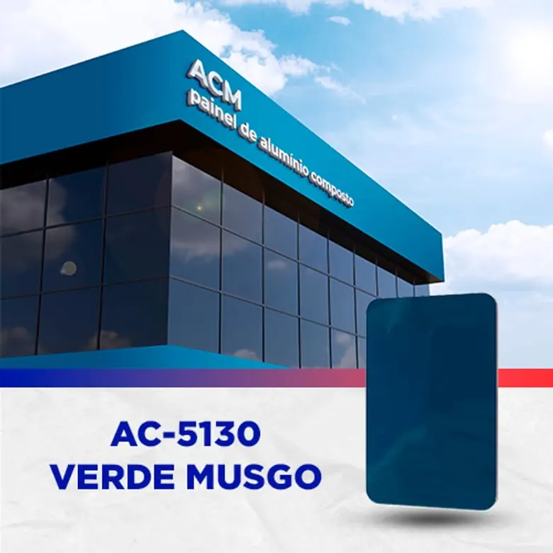 Painel ACM Verde musgo, 1.220 × 5.000 mm, 3 mm