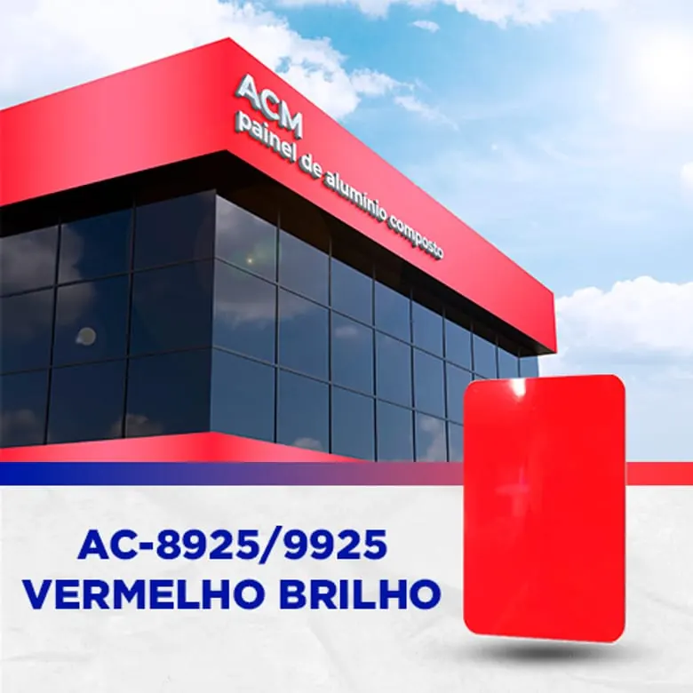 Painel ACM Vermelho brilho, 1.220 × 5.000 mm, 3 mm