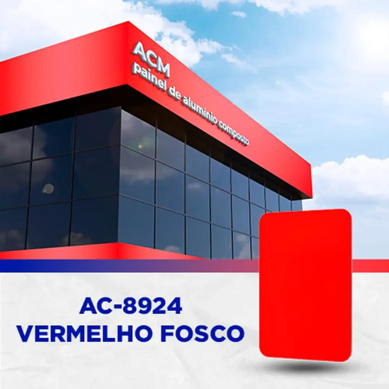Painel ACM Vermelho fosco, 1.220 × 5.000 mm, 3 mm