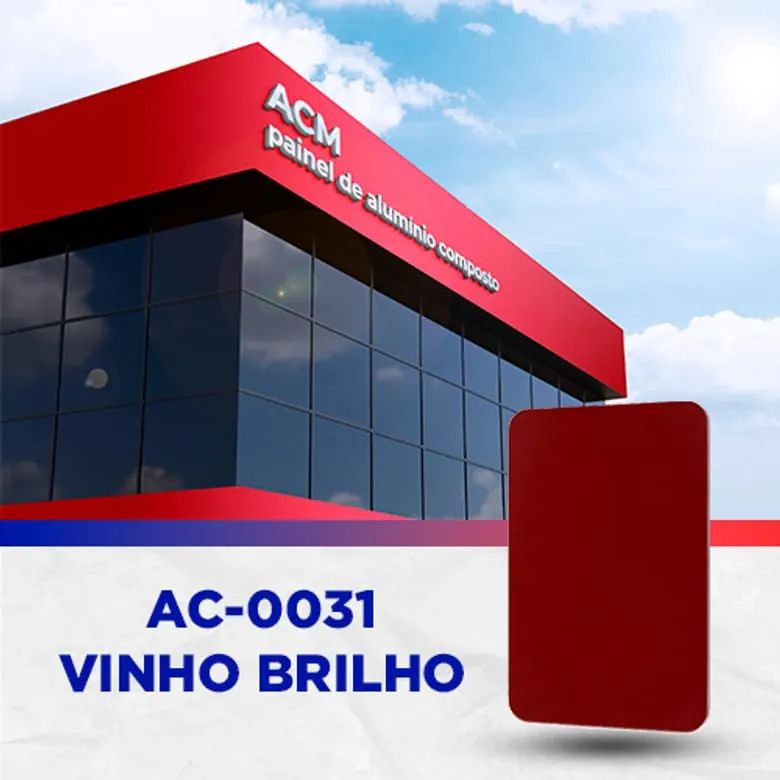 Painel ACM Vinho brilho, 1.220 × 5.000 mm, 3 mm