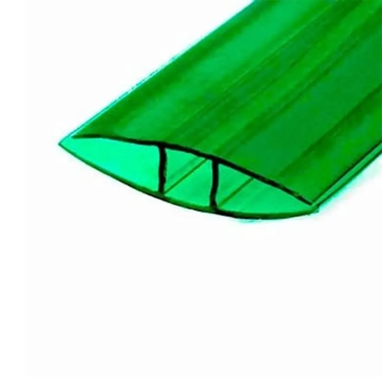 Perfil H de policarbonato alveolar verde, barra de 6 m