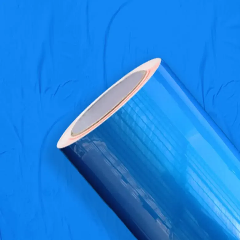 Vinil refletivo recorte PET azul com filme 100 microns e liner 100 g, rolo de 1,24 × 45,7 m