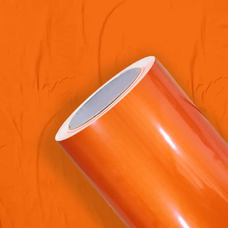 Vinil refletivo recorte PET laranja com filme 100 microns e liner 100 g, rolo de 1,24 × 45,7 m